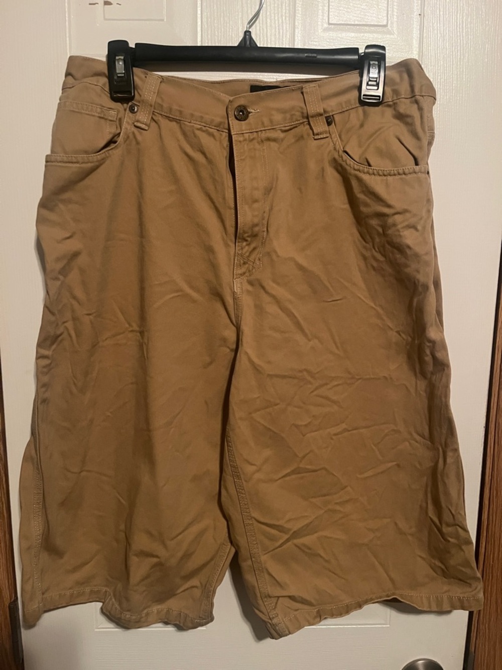 Men's Flat Front Tan Cotton Blend Shorts